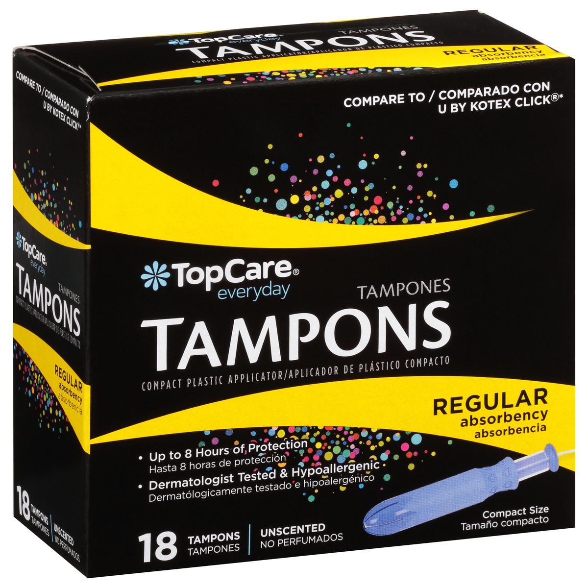 slide 5 of 15, TopCare Everyday Regular Absorbency Compact Plastic Unscented Tampons 18 ea, 18 ct