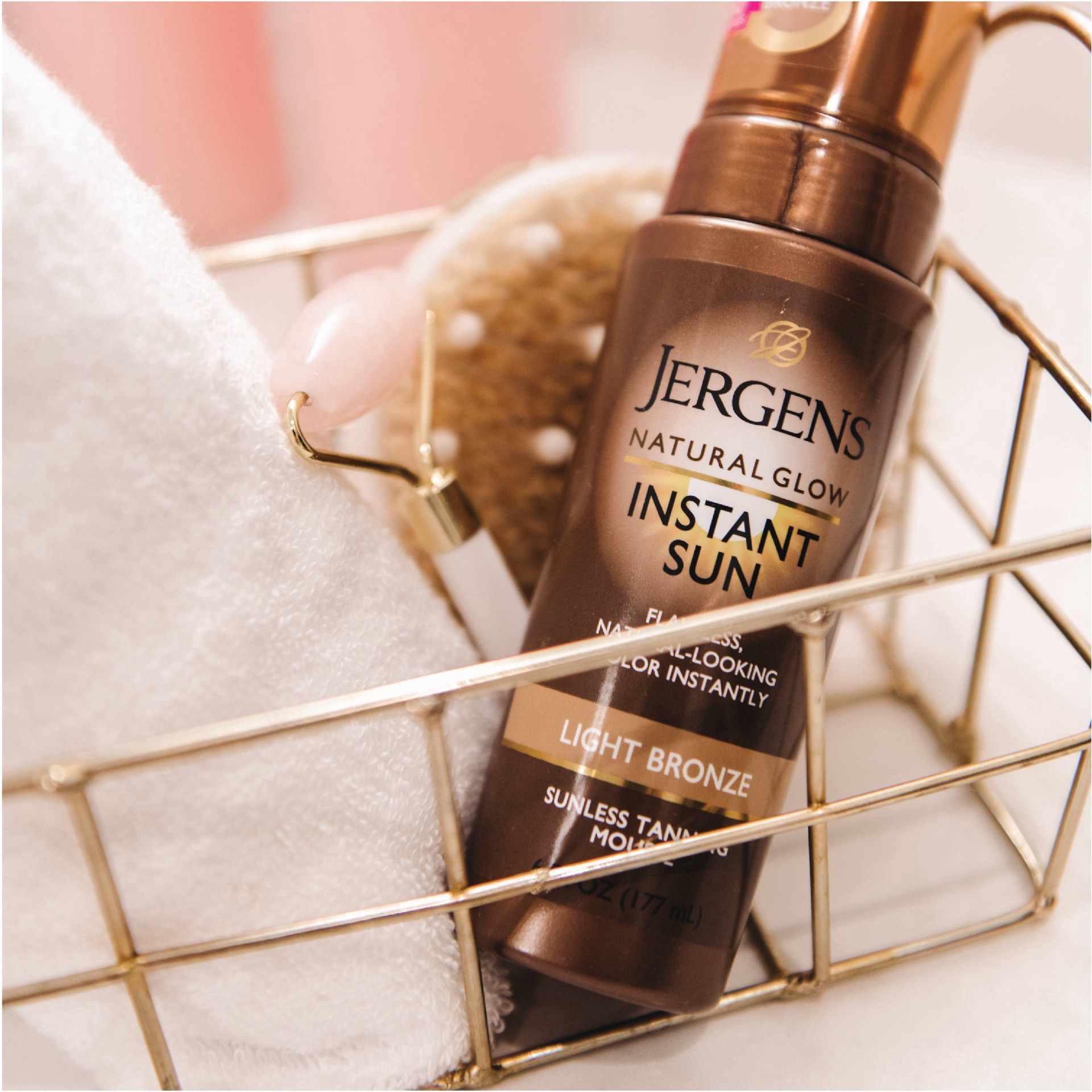 slide 7 of 9, Jergens Natural Glow Instant Sun Light Bronze Sunless Tanning Mousse 6 oz, 6 oz