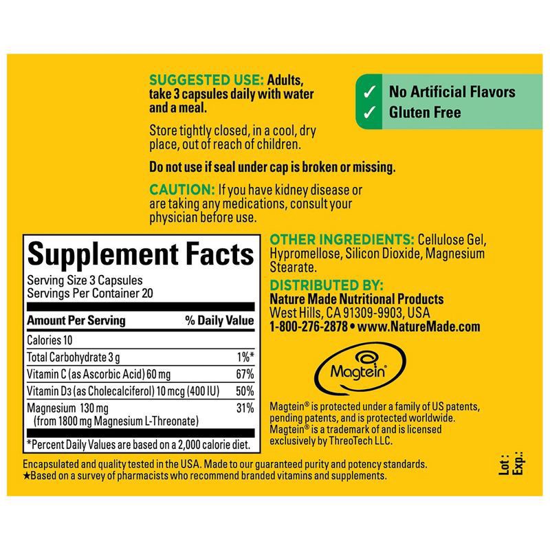 slide 6 of 10, Nature Made Magnesium L-Threonate, 60 ct