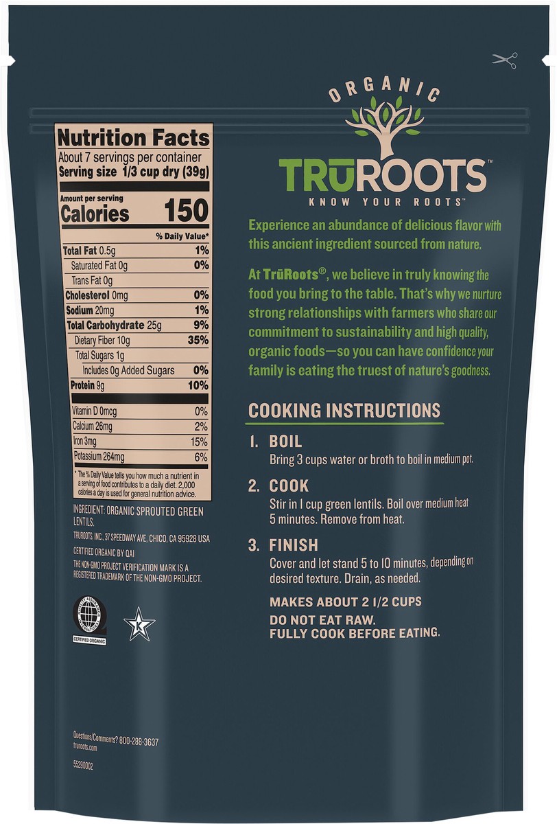 slide 3 of 7, truRoots Sprouted Green Lentils, 10 oz