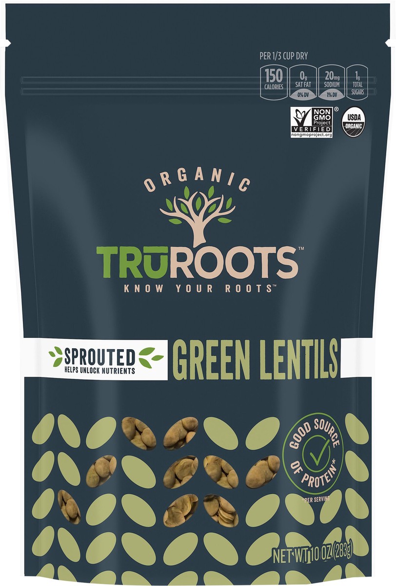 slide 4 of 7, truRoots Sprouted Green Lentils, 10 oz
