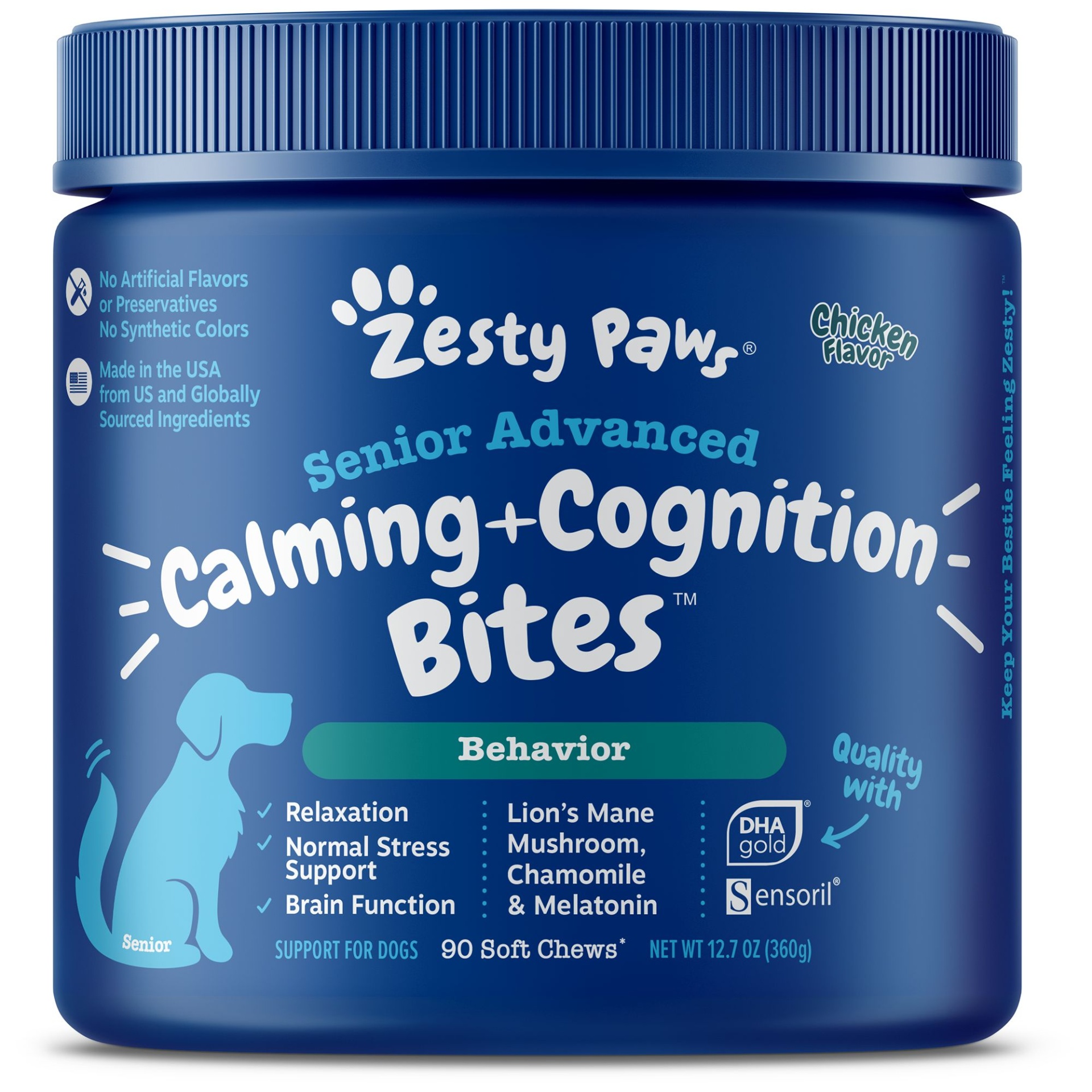 slide 1 of 1, Zesty Paws Advanced Calming & Cognition Bites, 90 ct