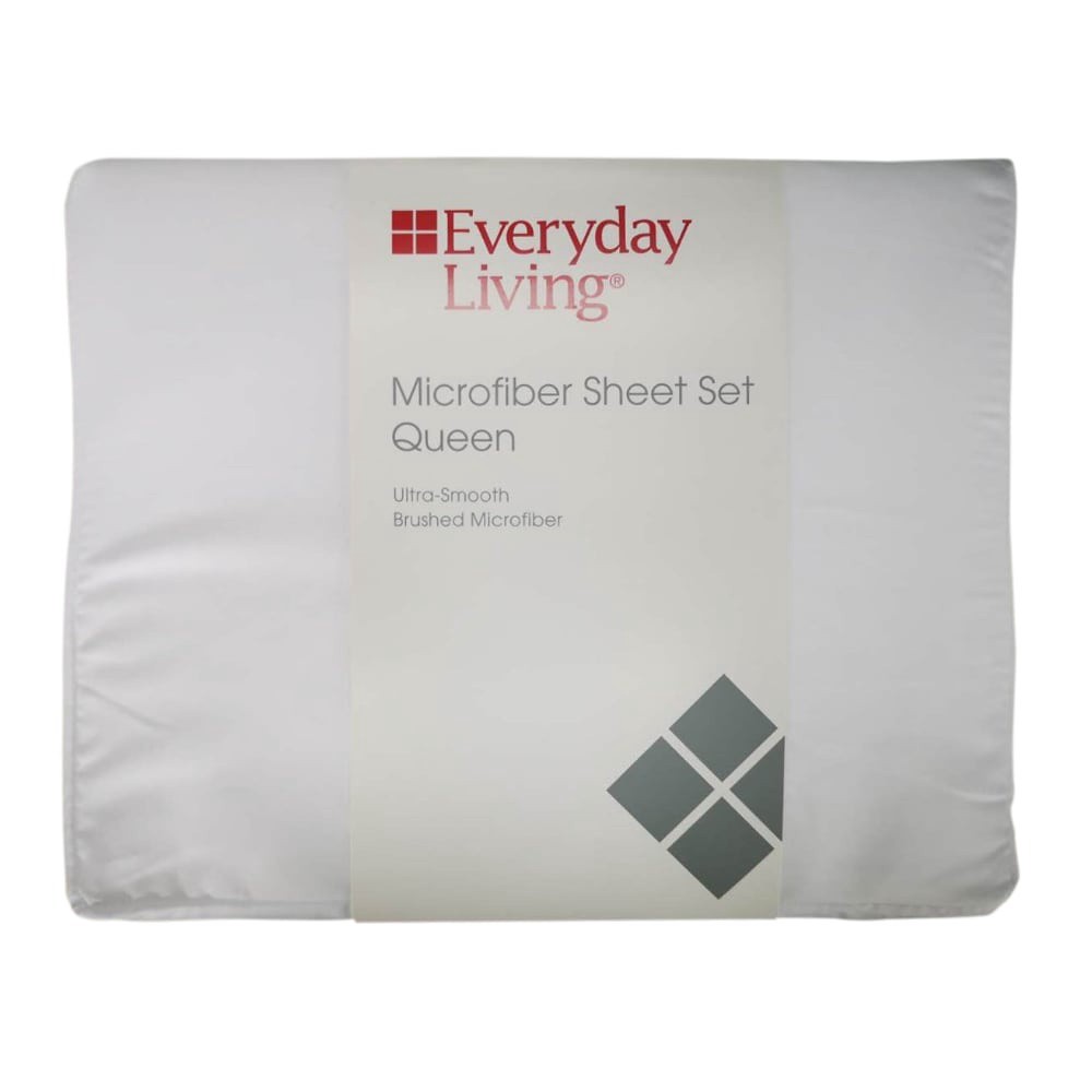 slide 1 of 2, Everyday Living Microfiber Sheet Set - 4 Piece - Bright White, Queen Size