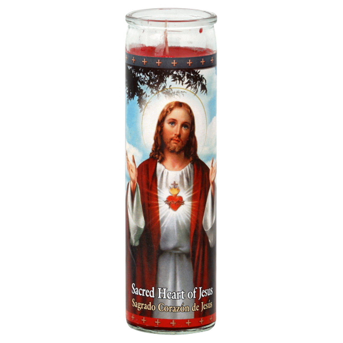 slide 1 of 1, St. Jude Candle Co. Saint Jude Candle Company Saint Michael Archangel Glass Jar - Red, 8 in