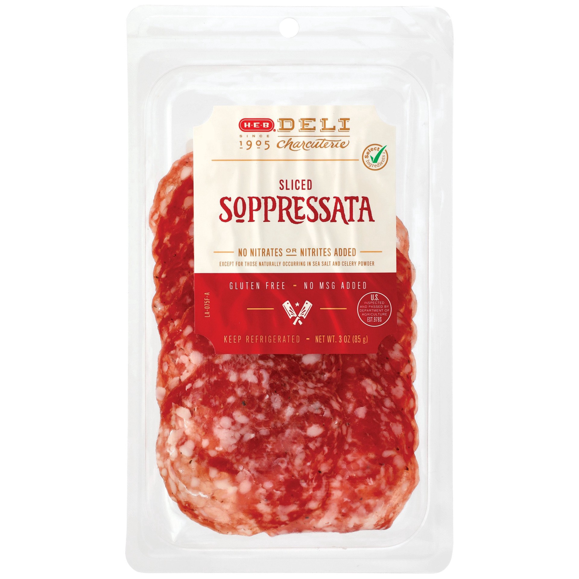 slide 1 of 1, H-E-B Deli Sliced Soppressata, 3 oz