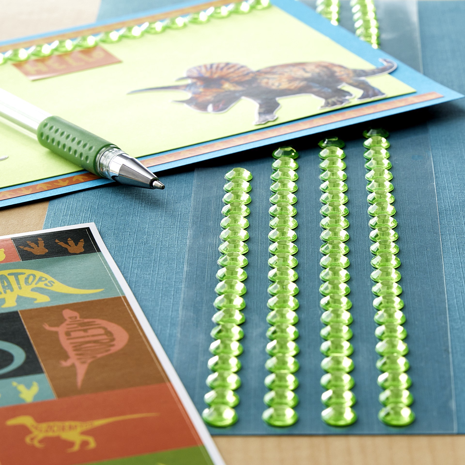 slide 3 of 4, Lime Green Rhinestone Borders By Recollections, 4 borders