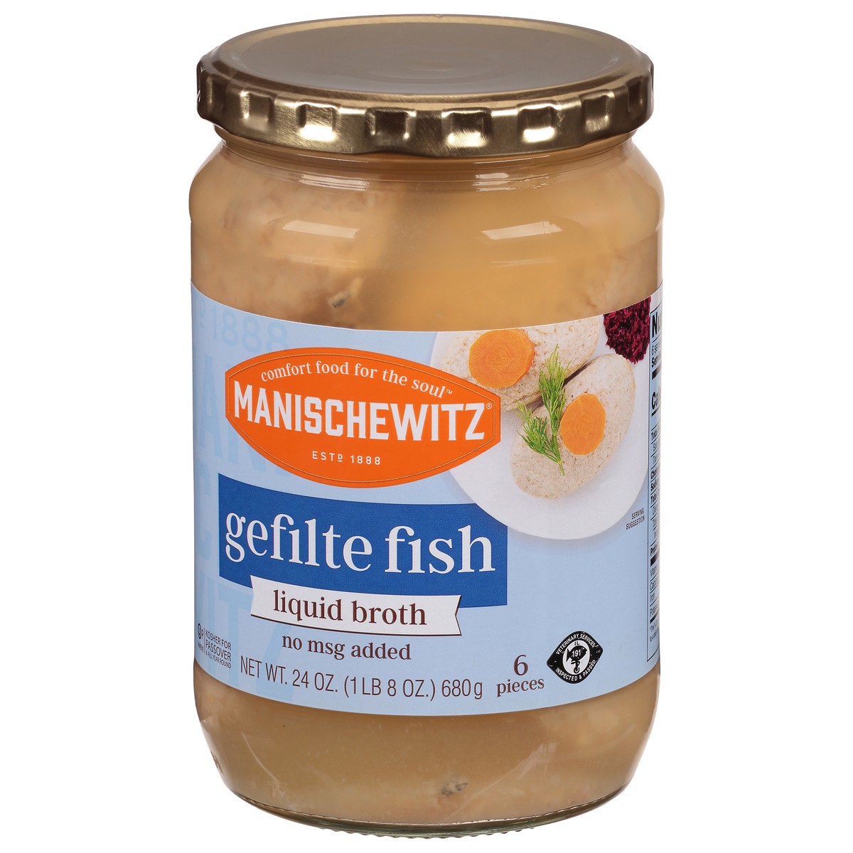 slide 3 of 9, Manischewitz Gefilte Fish In Liquid Broth, 24 oz