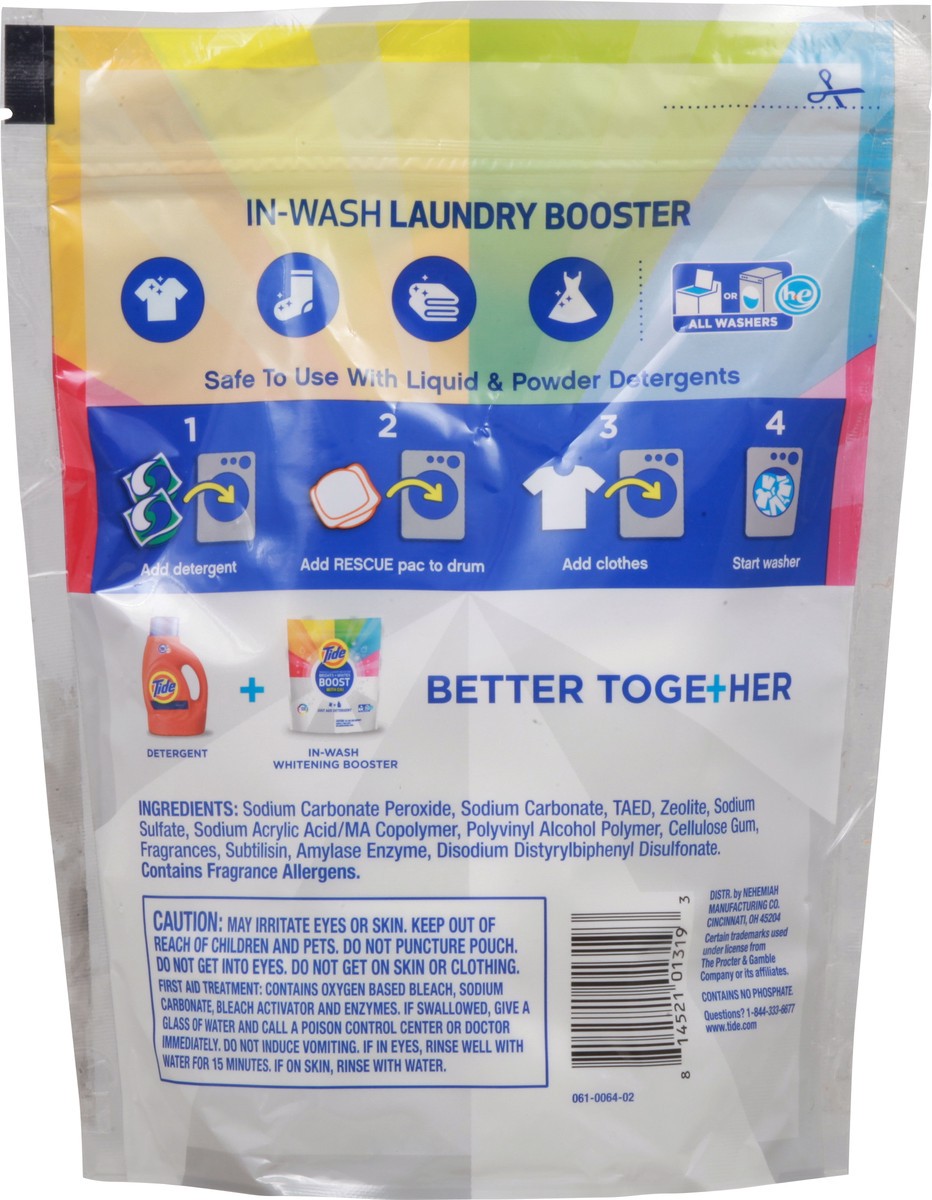 slide 13 of 13, Tide In-Wash Brights + Whites Laundry Booster 18 Packs - 14 oz, 18 ct