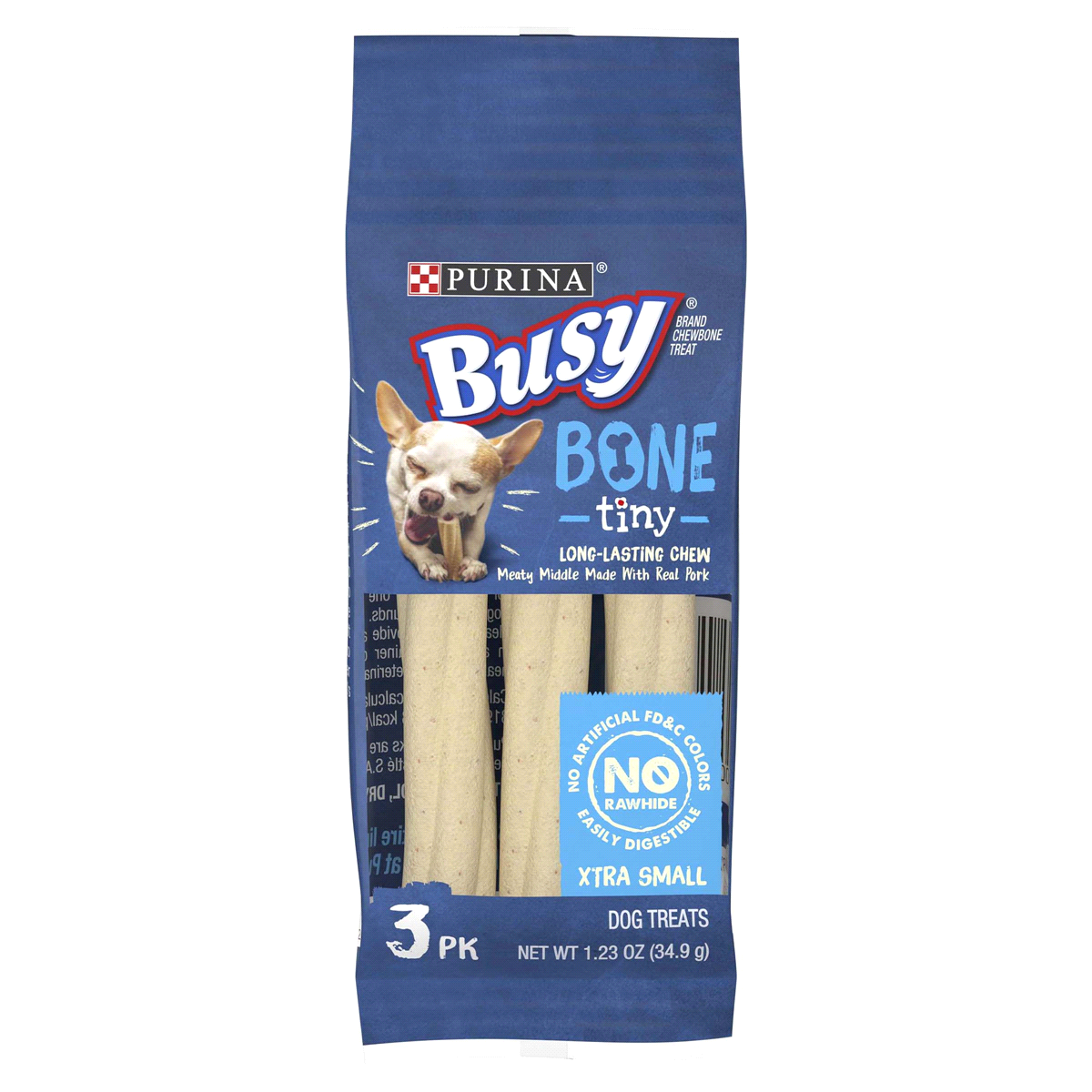 slide 1 of 1, Purina Busy Made in USA Facilities Toy Breed Dog Bones, Tiny Pouch, 1.23 oz