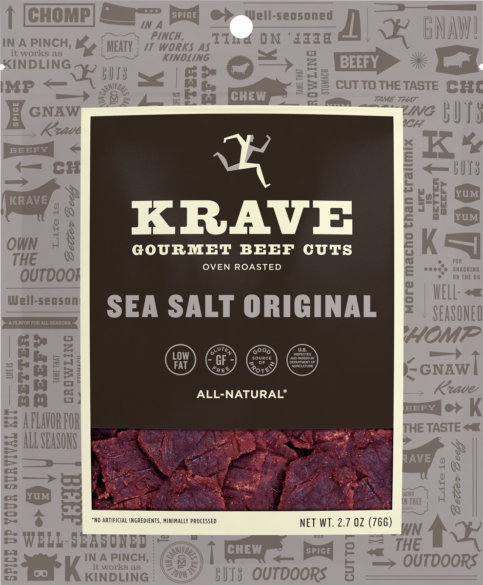 slide 2 of 3, Krave Gourmet Sea Salt Original Beef Cuts 2.7 oz, 2.7 oz