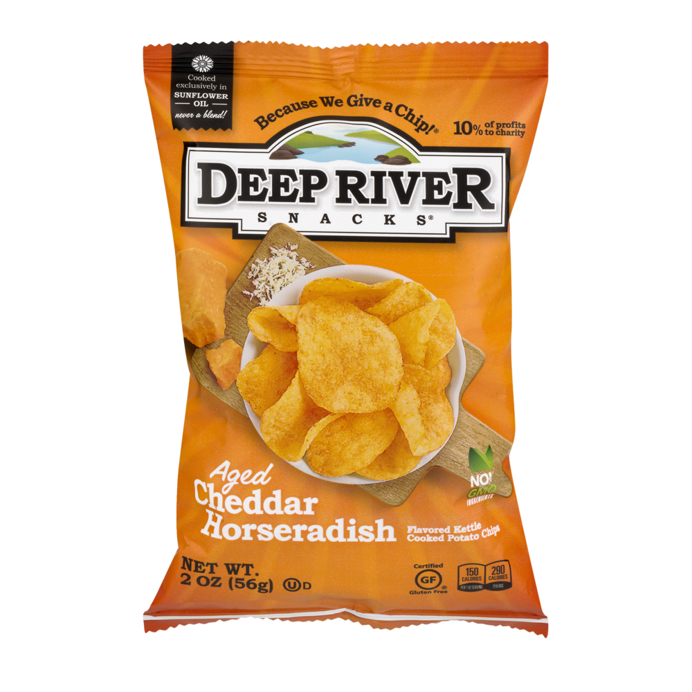 slide 1 of 1, Deep River Snacks Aged Cheddar Horseradish Kettle Chips, 2 oz