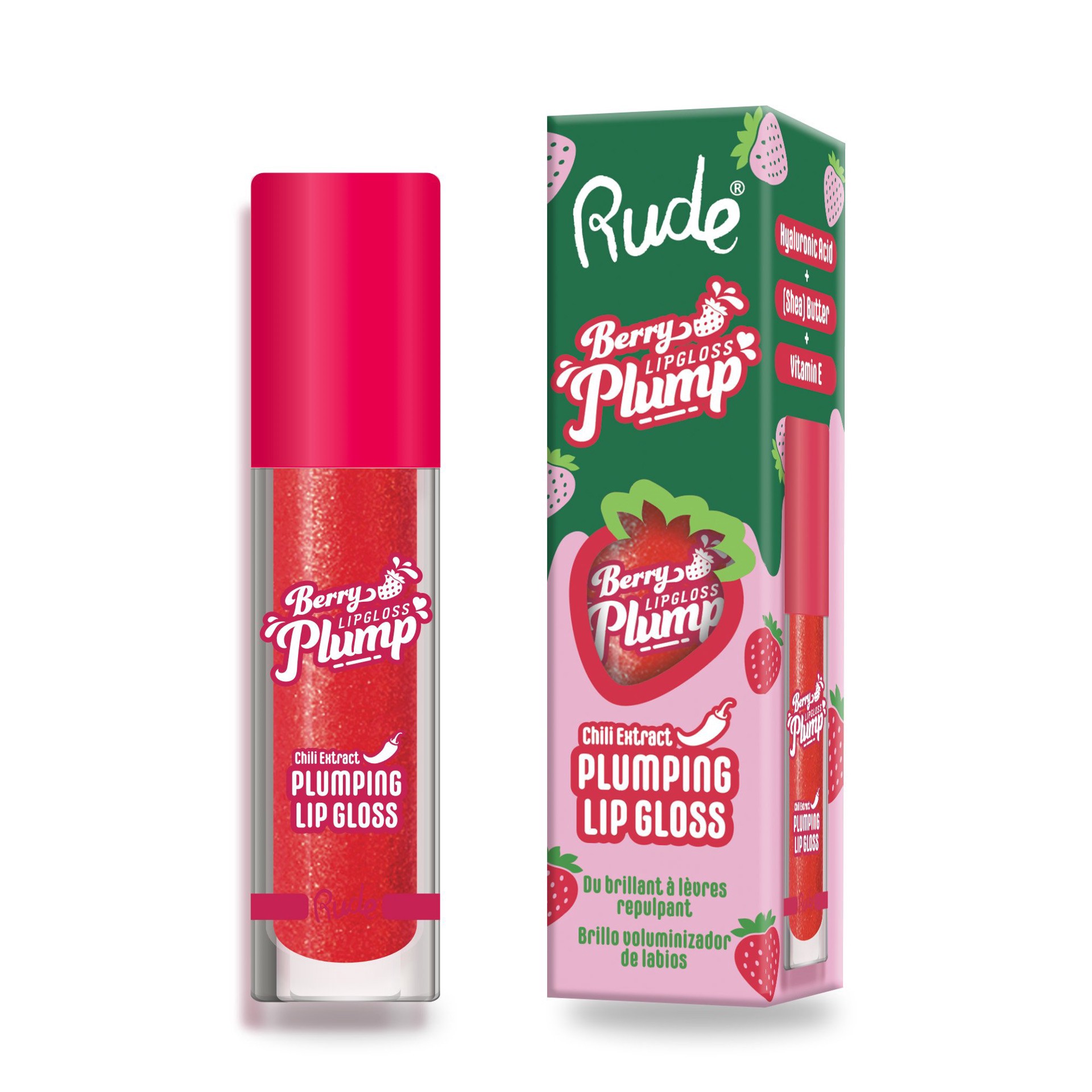 slide 1 of 1, Rude Cosmetics Berry Plumping Lip Gloss -Strawberry Kiss, 1 ct