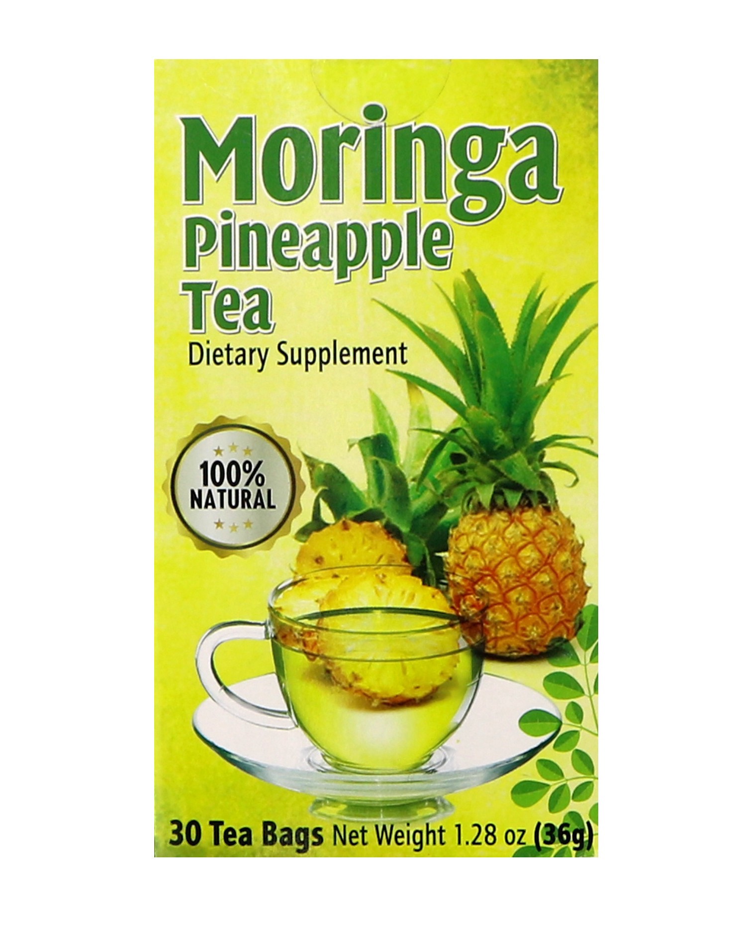 slide 1 of 1, Moringa 100% Natural Pineapple Tea Dietary Supplement - 30 ct, 30 ct