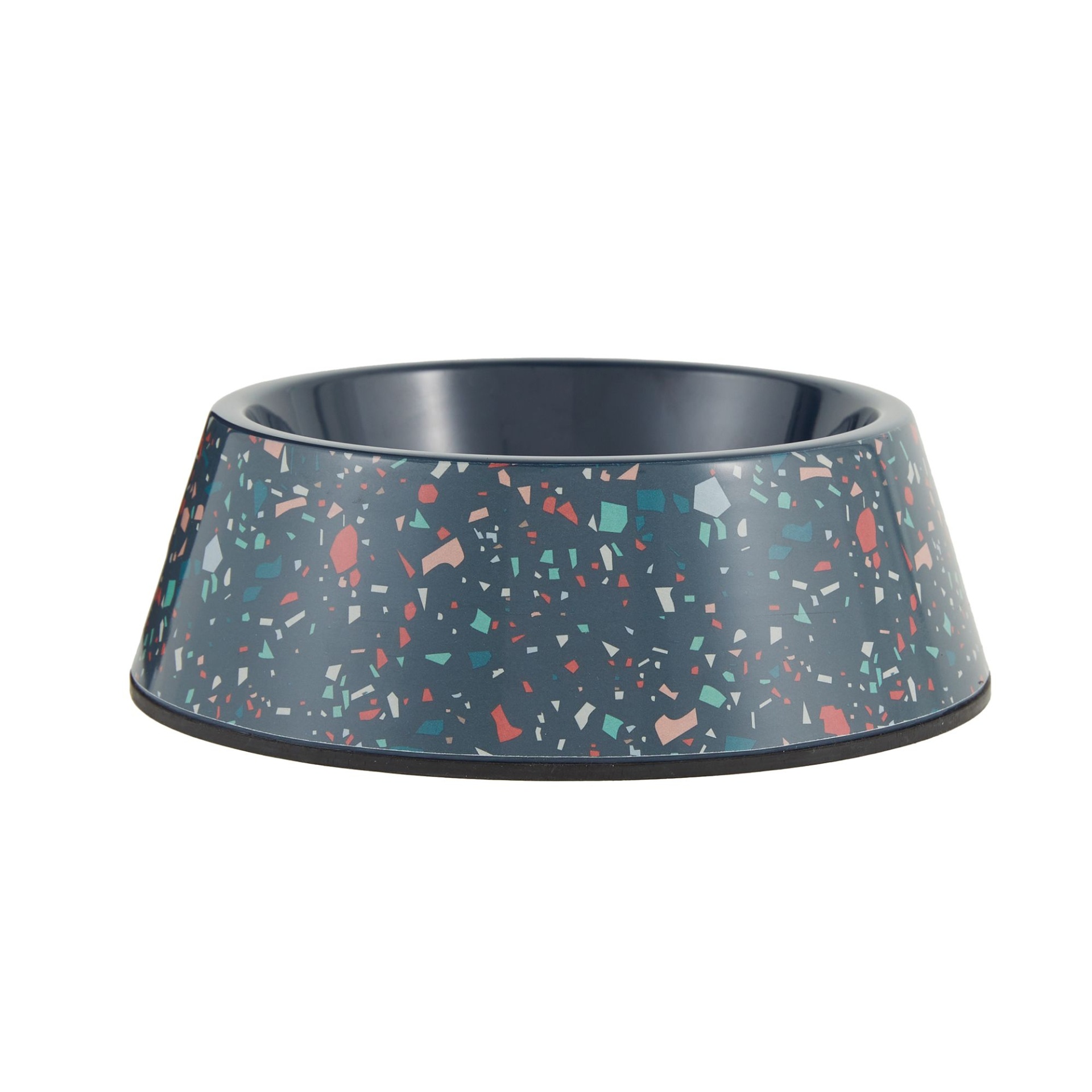 slide 1 of 1, Whisker City Navy Terrazzo Melamine Cat Bowl, 12 fl oz