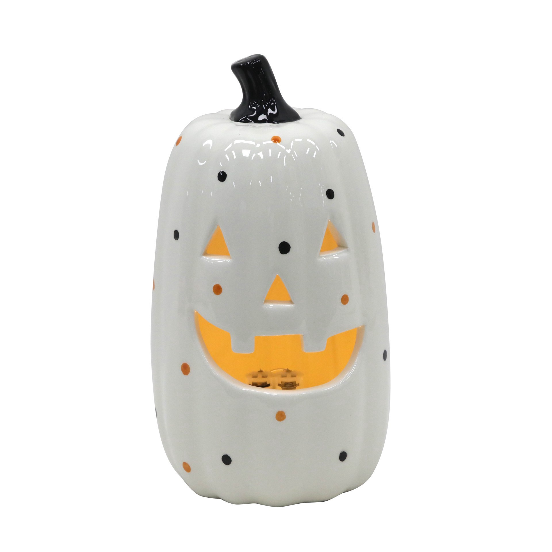 slide 2 of 2, 9.75" White Jack-O'-Lantern Led Ceramic Tabletop Decor By Ashland, 9.75 in