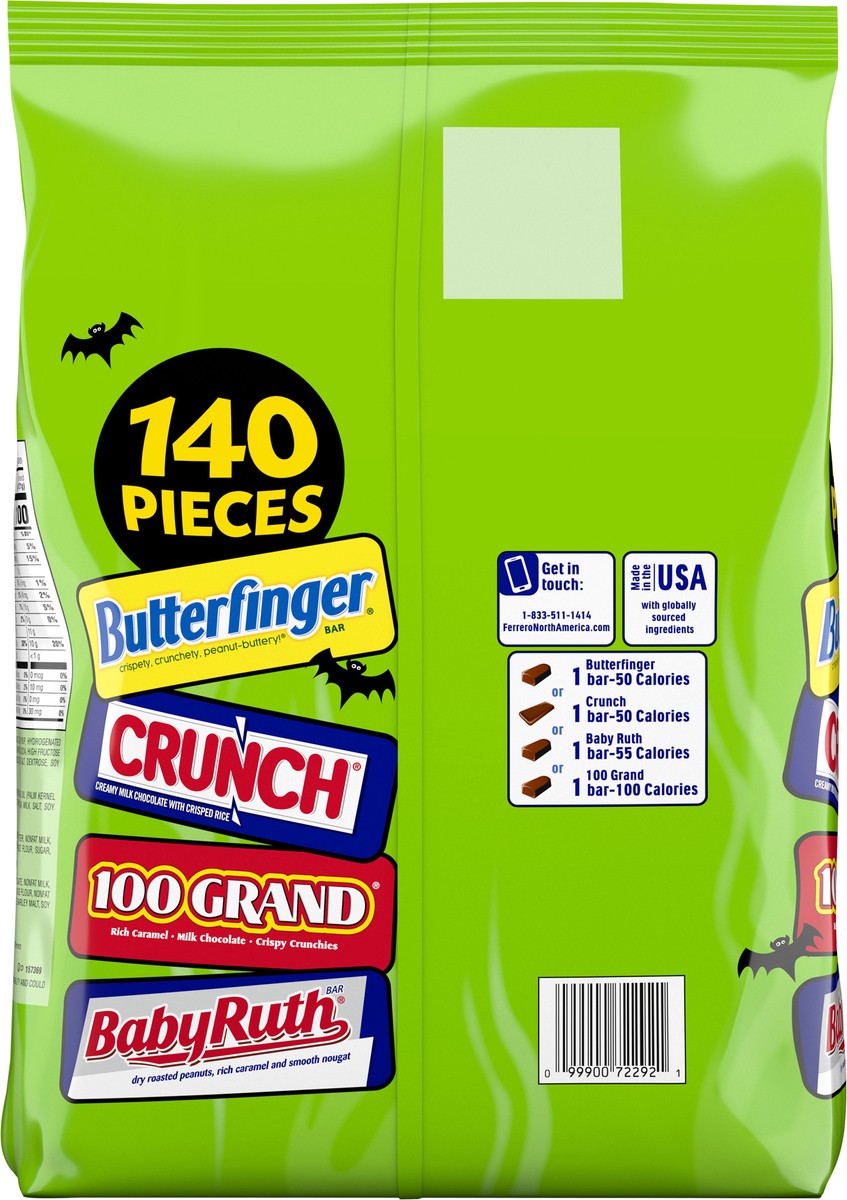 slide 4 of 7, Ferrero Butterfinger CRUNCH Baby Ruth and 100 Grand Assorted Mini and Fun Size Chocolate Candy Bars, 55.7 oz