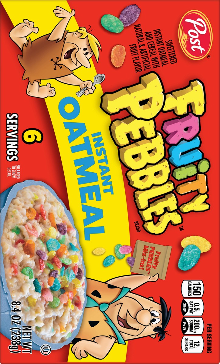 slide 7 of 14, Pebbles Fruity Pebbles Instant Oatmeal 8.4 oz, 8.4 oz