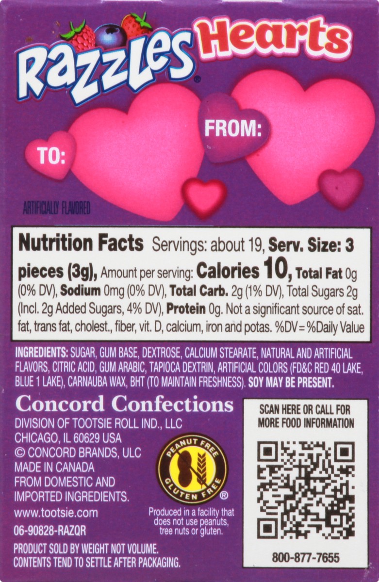 slide 10 of 10, Razzles Candy Hearts Box, 2 oz