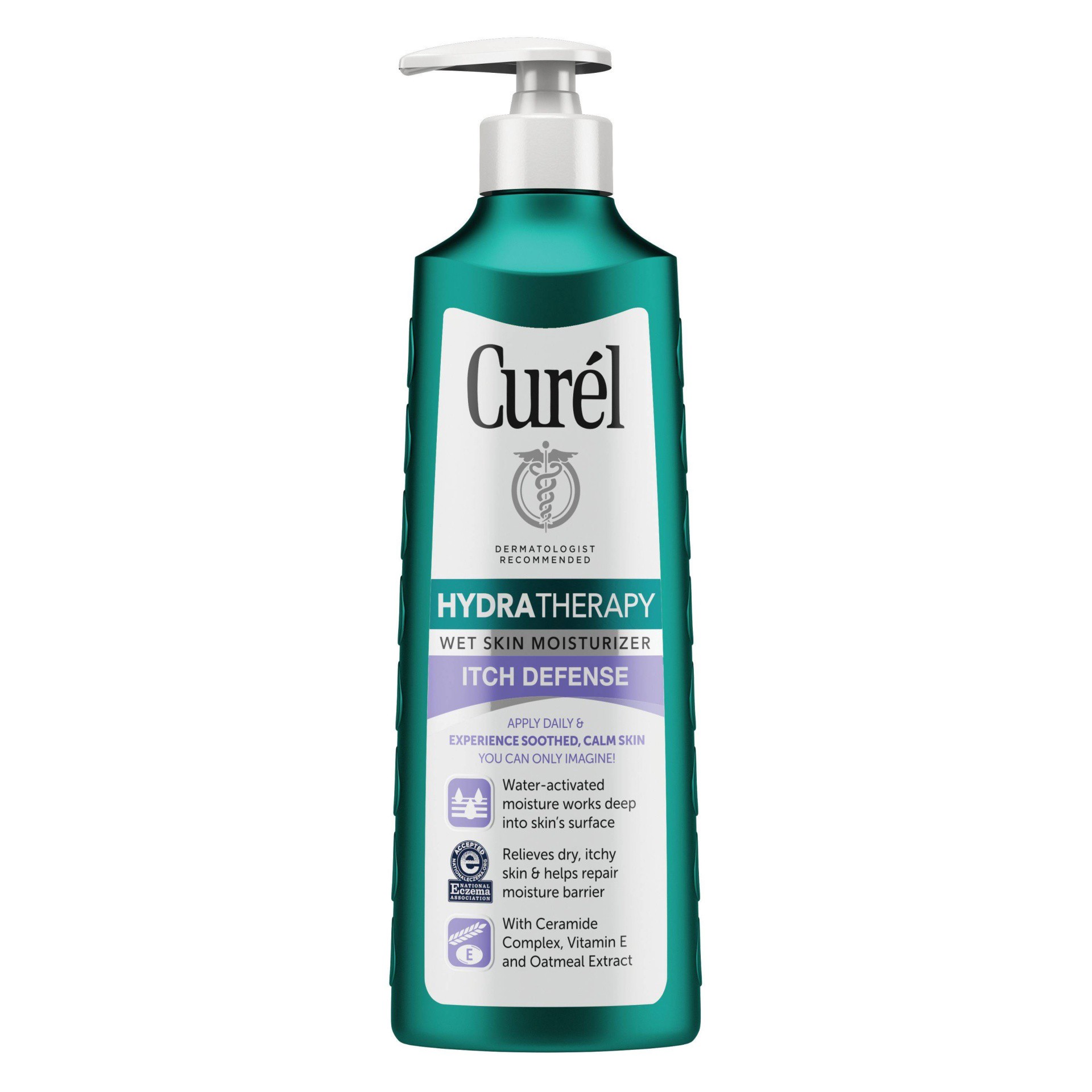 slide 1 of 3, Curél Hydra Therapy Itch Defense Wet Skin Moisturizer, 12 fl oz