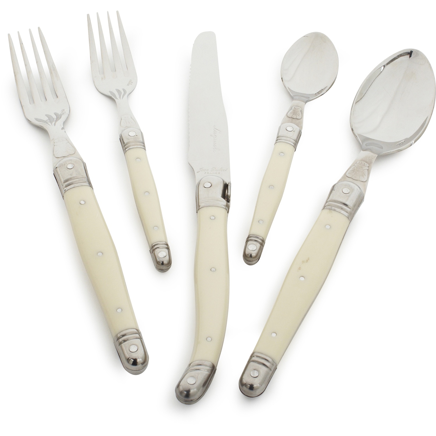 slide 1 of 1, Jean Dubost Ivory Laguiole Flatware, 20 ct