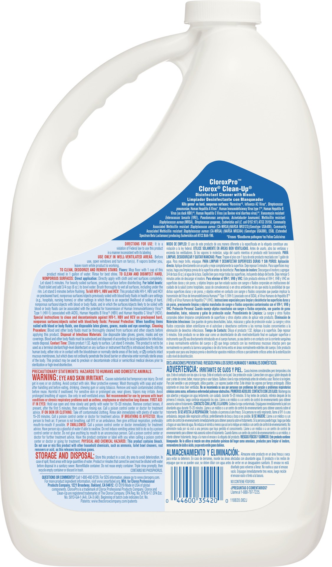 slide 5 of 5, CloroxPro™ Clorox Clean-Up Disinfectant Cleaner with Bleach Refill, 128 Ounces, 128 fl oz