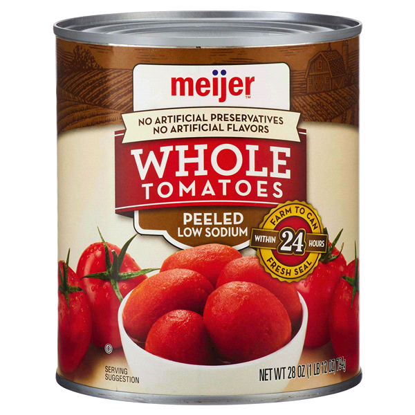 slide 1 of 5, Meijer Low Sodium Whole Peeled Tomatoes, 28 oz