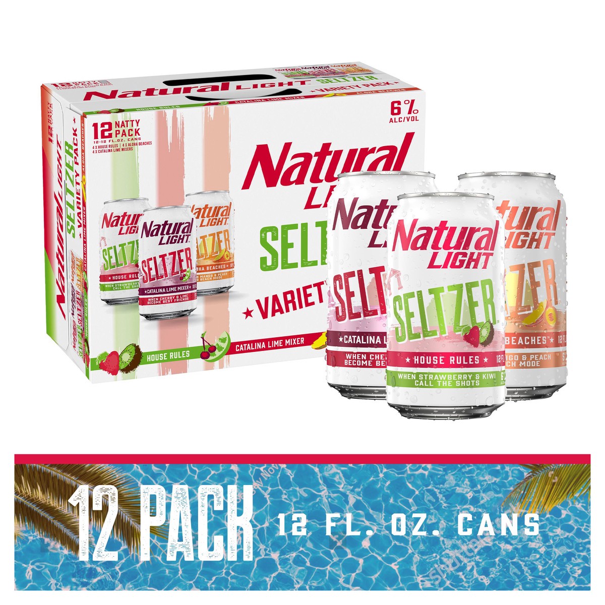 slide 1 of 8, Natural Light Seltzer, 12 ct