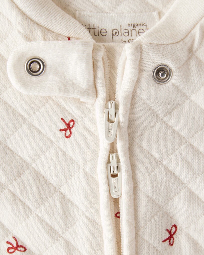 slide 4 of 4, Littleplanet Baby Quilted Bow Print Sleep & Play Made with Organic Cotton Sweet Cream 3M, 1 ct