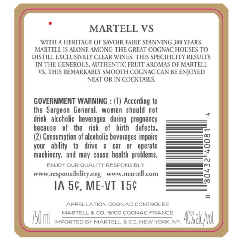 slide 5 of 6, Martell VS Cognac Bottle, 750 ml