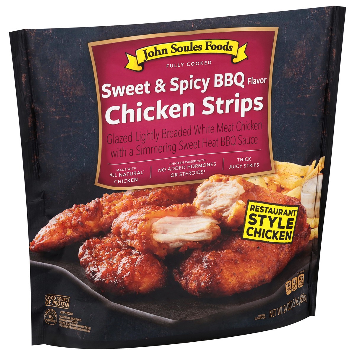 slide 4 of 9, John Soules Foods Sweet & Spicy BBQ Flavor Chicken Strips 24 oz, 24 oz