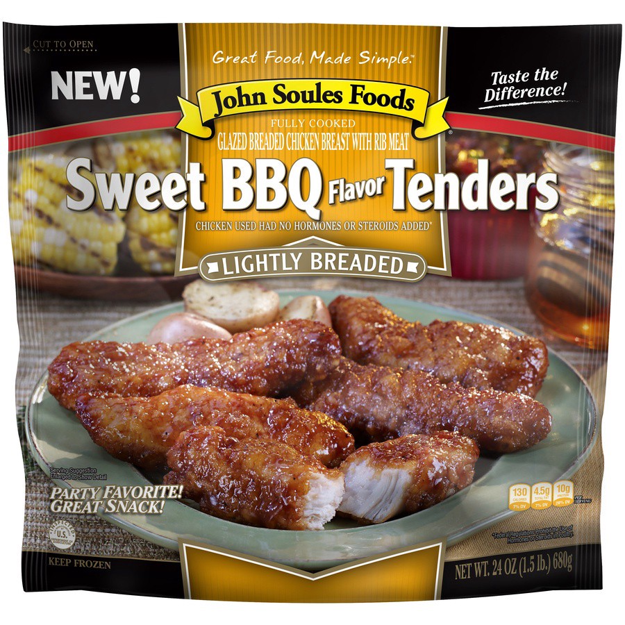 slide 1 of 9, John Soules Foods Sweet & Spicy BBQ Flavor Chicken Strips 24 oz, 24 oz