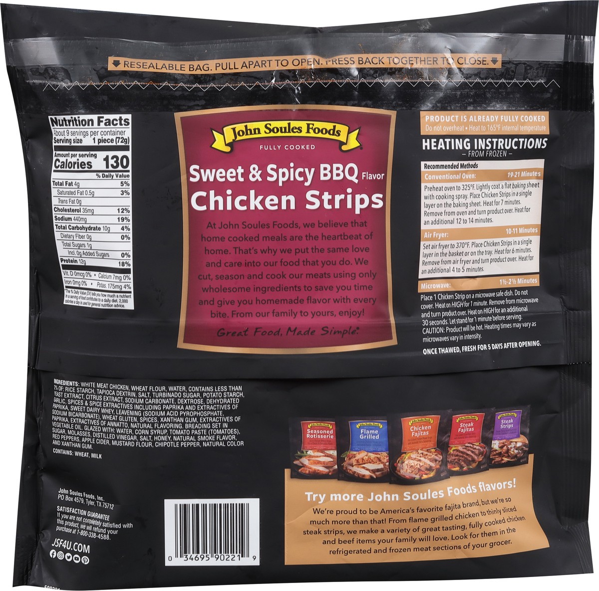 slide 9 of 9, John Soules Foods Sweet & Spicy BBQ Flavor Chicken Strips 24 oz, 24 oz