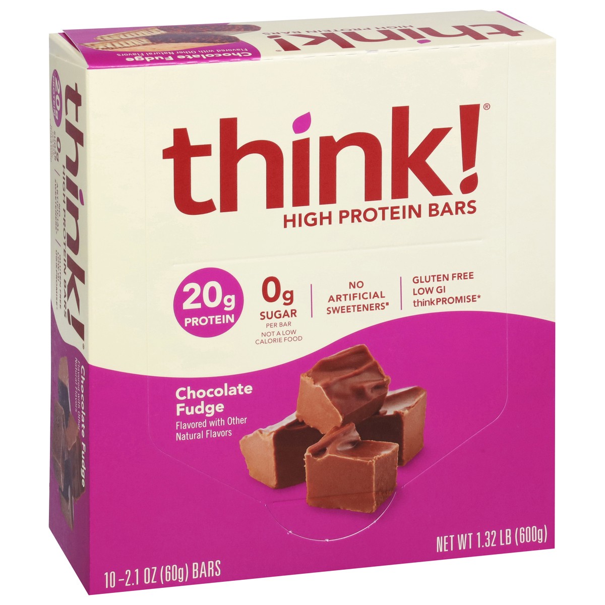 slide 12 of 12, think! Chocolate Fudge High Protein Bars 10 - 2.1 oz Bars, 10 ct