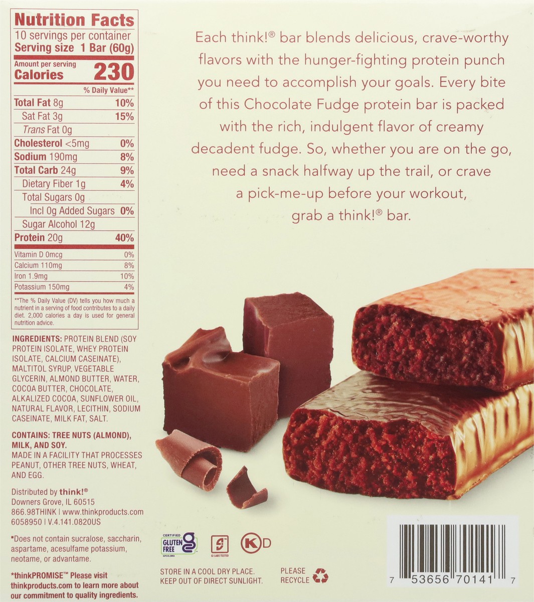 slide 4 of 12, think! Chocolate Fudge High Protein Bars 10 - 2.1 oz Bars, 10 ct