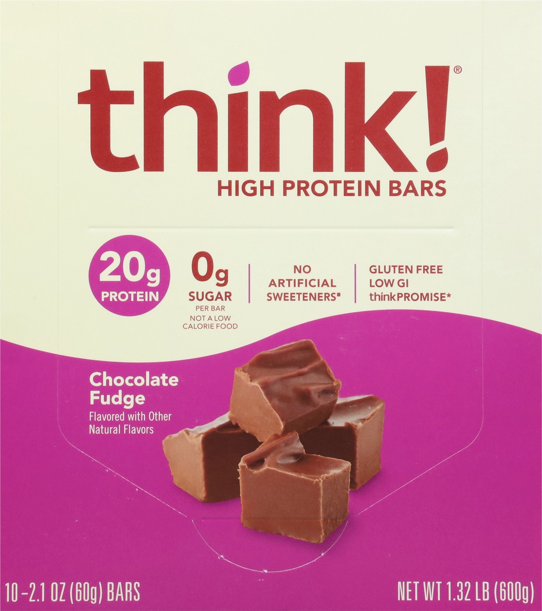 slide 5 of 12, think! Chocolate Fudge High Protein Bars 10 - 2.1 oz Bars, 10 ct