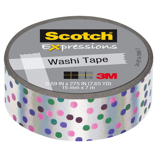 slide 1 of 1, Scotch Expressions Washi Tape, Iridescent Fun Dots, 1 ct