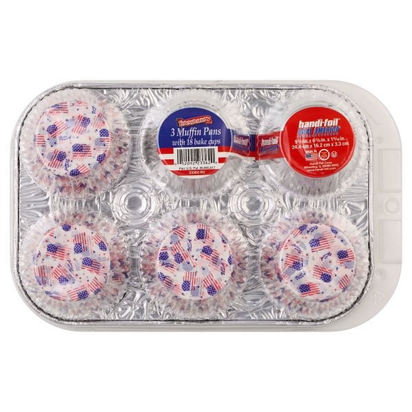 slide 1 of 1, Handi Foil Foilabrations Muffin Pans, With Bake Cups, 3 ct
