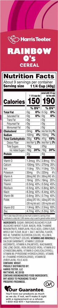 slide 5 of 6, Harris Teeter® Rainbow O's Cereal, 12.2 oz