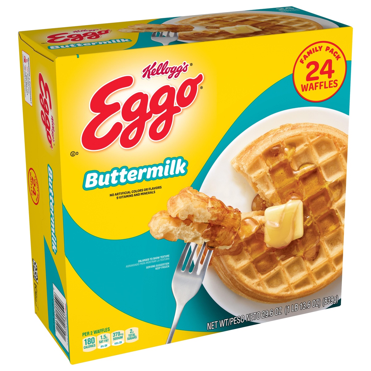 slide 2 of 10, Eggo Frozen Waffles, Frozen Breakfast, Buttermilk, 29.6 oz