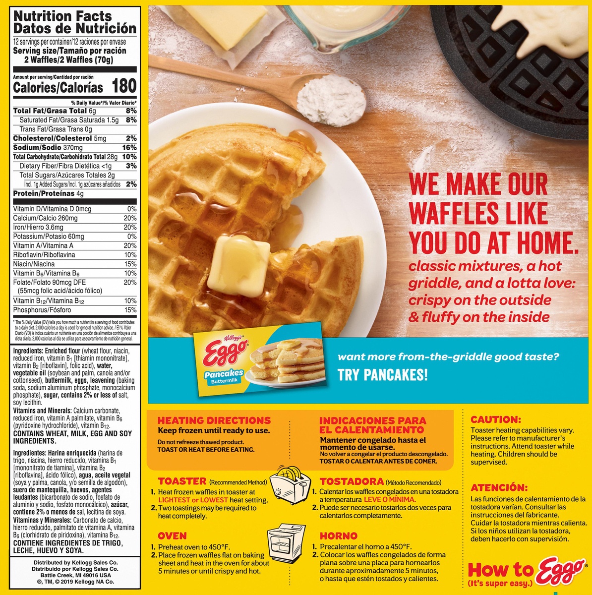 slide 9 of 10, Eggo Frozen Waffles, Frozen Breakfast, Buttermilk, 29.6 oz