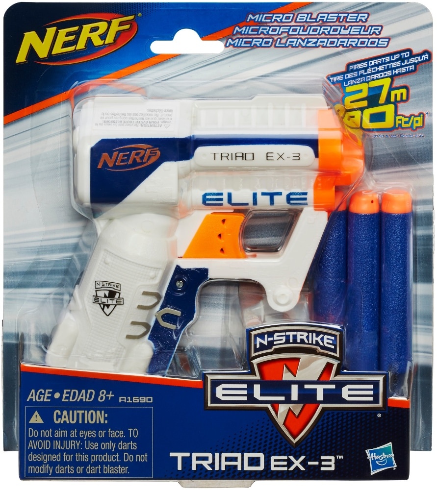 slide 1 of 1, Nerf N-Strike Elite Triad EX-3 3-Dart Micro Blaster, 1 ct