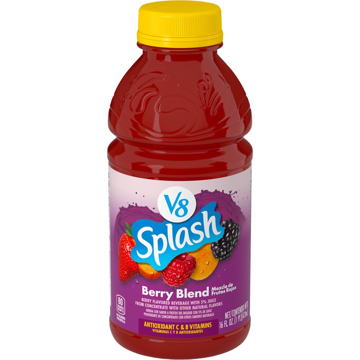 slide 1 of 5, V8 Splash Berry Blend Flavored Beverage, 16 fl oz Bottle, 16.000 fl oz