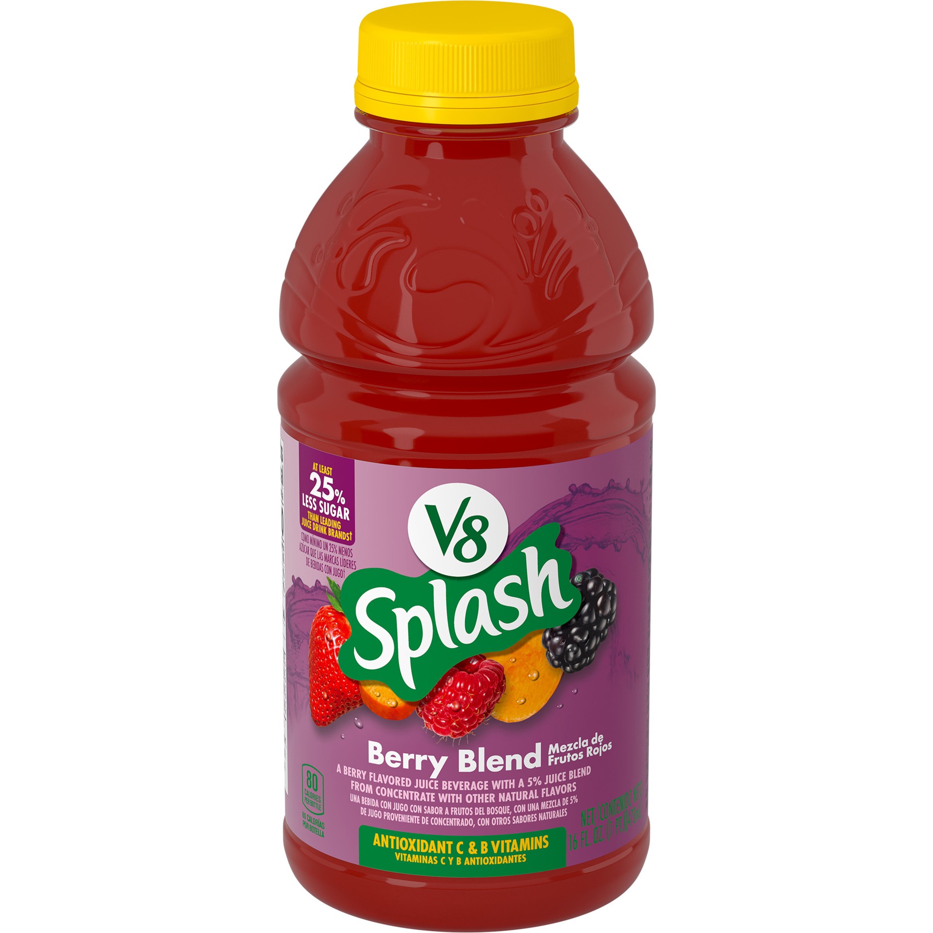 slide 1 of 5, V8 Splash Berry Blend Flavored Juice Beverage, 16 fl oz Bottle, 16 oz
