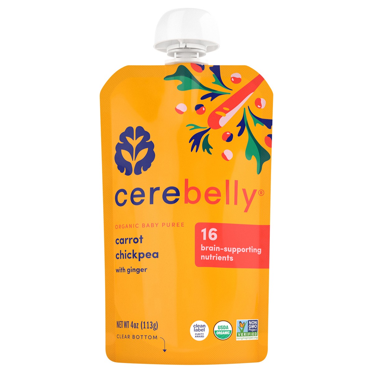 slide 1 of 9, Cerebelly Organic Carrot Chickpea with Ginger 4oz, 4 oz