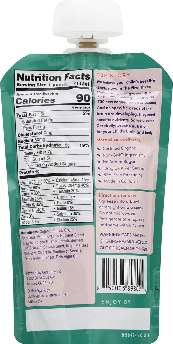 slide 5 of 9, Cerebelly Organic Carrot Chickpea with Ginger 4oz, 4 oz