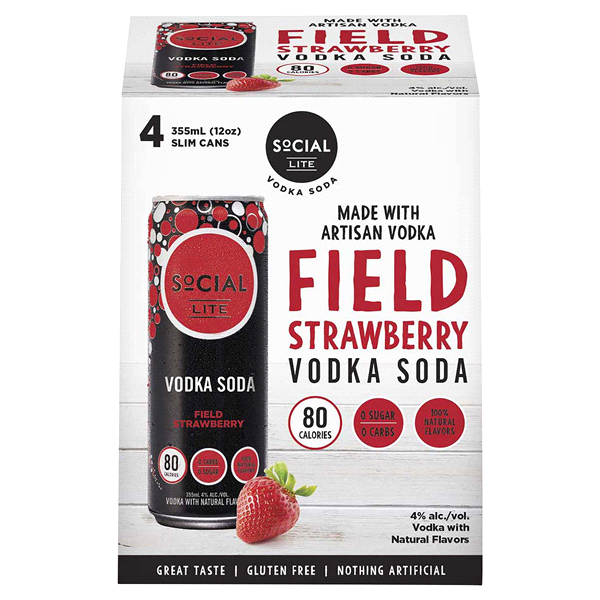 slide 1 of 1, Social Lite Field Straberry Vodka Soda, 1 ct