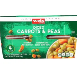Weis Quality 4 Count Vegtable Cups Diced Carrots and Peas
