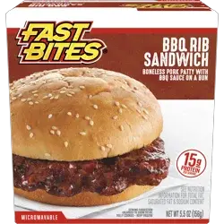 Fast Bites Boneless BBQ Pork Rib Sandwich, 5.5 oz (Frozen)