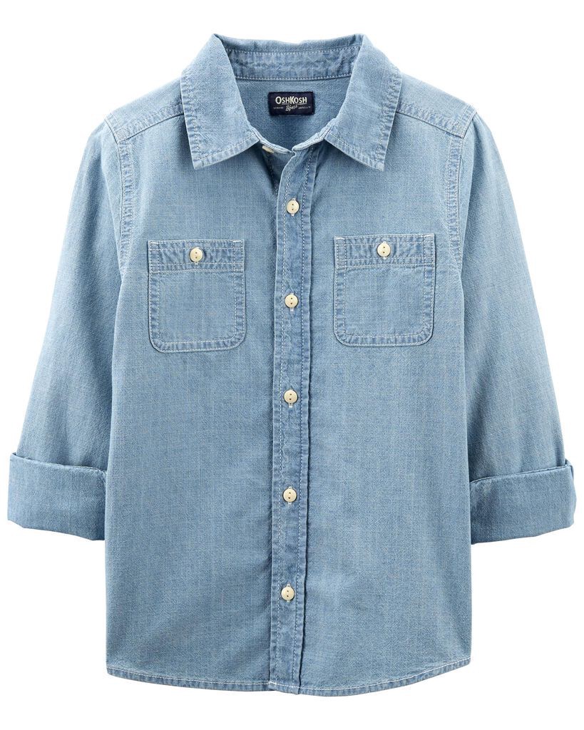 slide 2 of 4, Oshkosh Kid Button-Front Chambray Shirt Blue 5, 1 ct