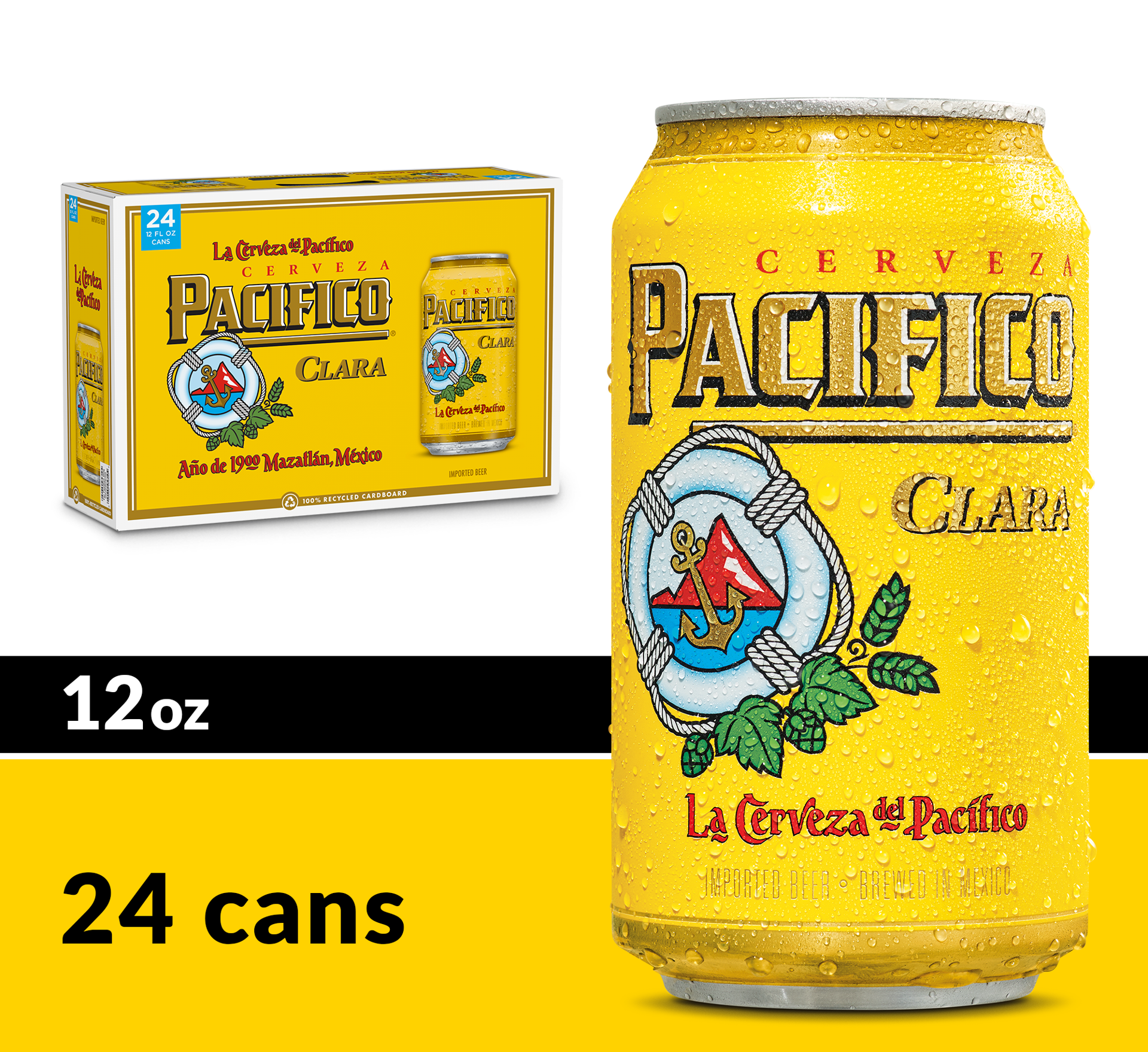 slide 8 of 8, Pacifico Clara Mexican Lager Import Beer, 24 pk 12 fl oz Cans, 4.4% ABV, 288 fl oz